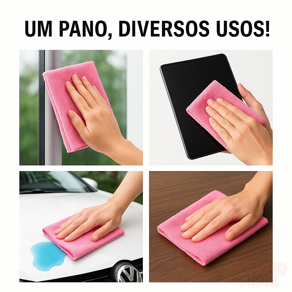 Detalhes do Kit 10 Panos de Microfibra 50x30 para Limpeza Geral