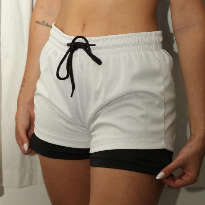 Kit 2 Shorts Feminino Compressão 2 em 1 p/ Academia Corrida Caminhada