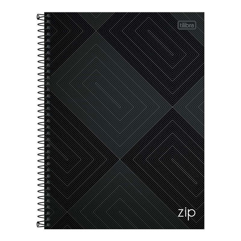 Caderno Espiral Universitário Zip Retângulo 10 Matérias Preto - Tilibra