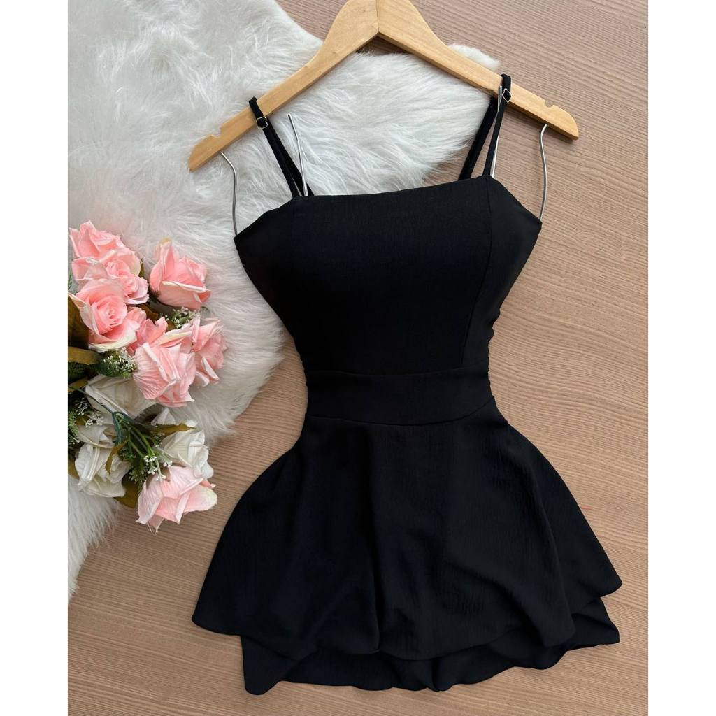 Macaquinho Macacões Feminino Estampado com Alça Fina, Bojo e Short Interno Soltinho..