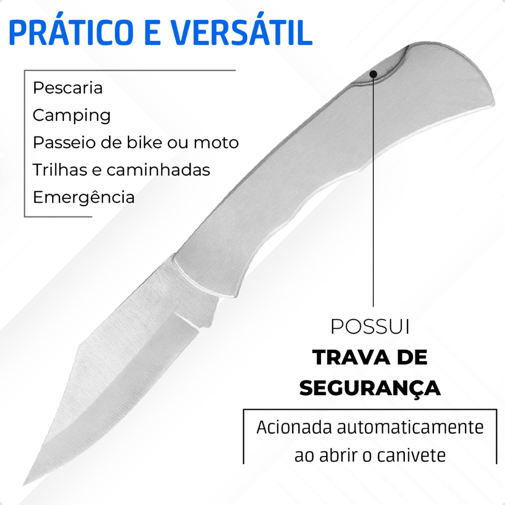 Canivete Tático Todo Em Inox Resistente Pronta Entrega EDC Pesca Camping Cotidiano
