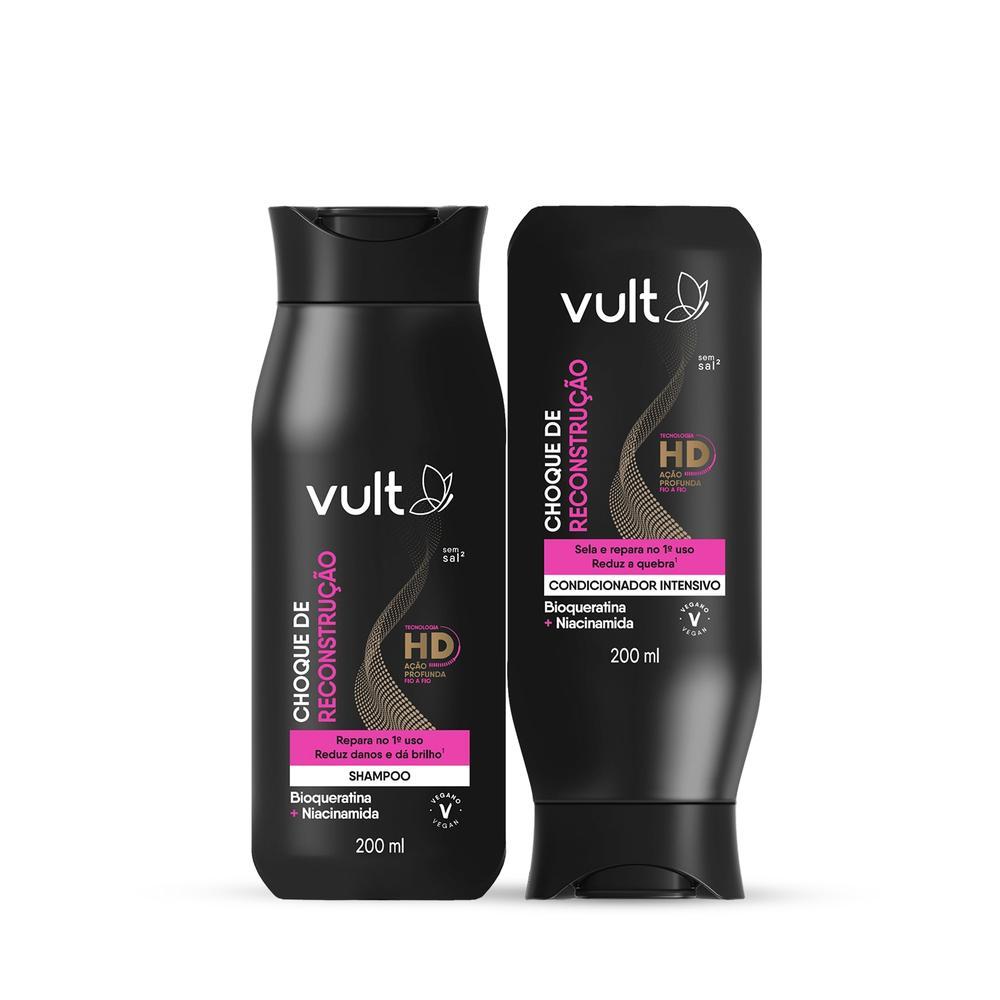 Combo Vult Cabelos Choque de Reconstrução: Shampoo 200ml + Condicionador 200ml em Oferta na Shopee