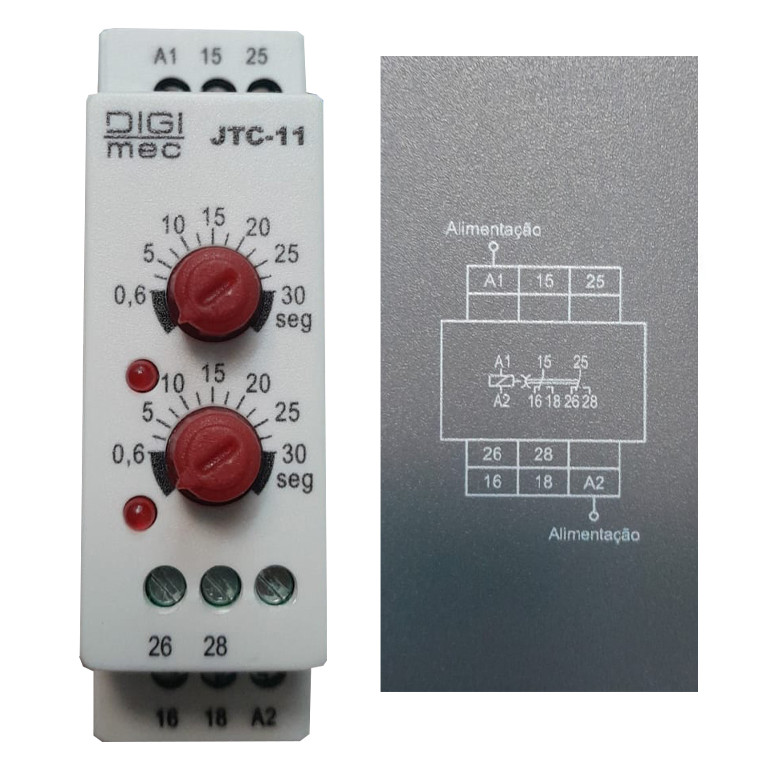 JTC-11 RELE TEMPO CICLICO 2 CONTATOS 0,6-30S 220VCA DIGIMEC
