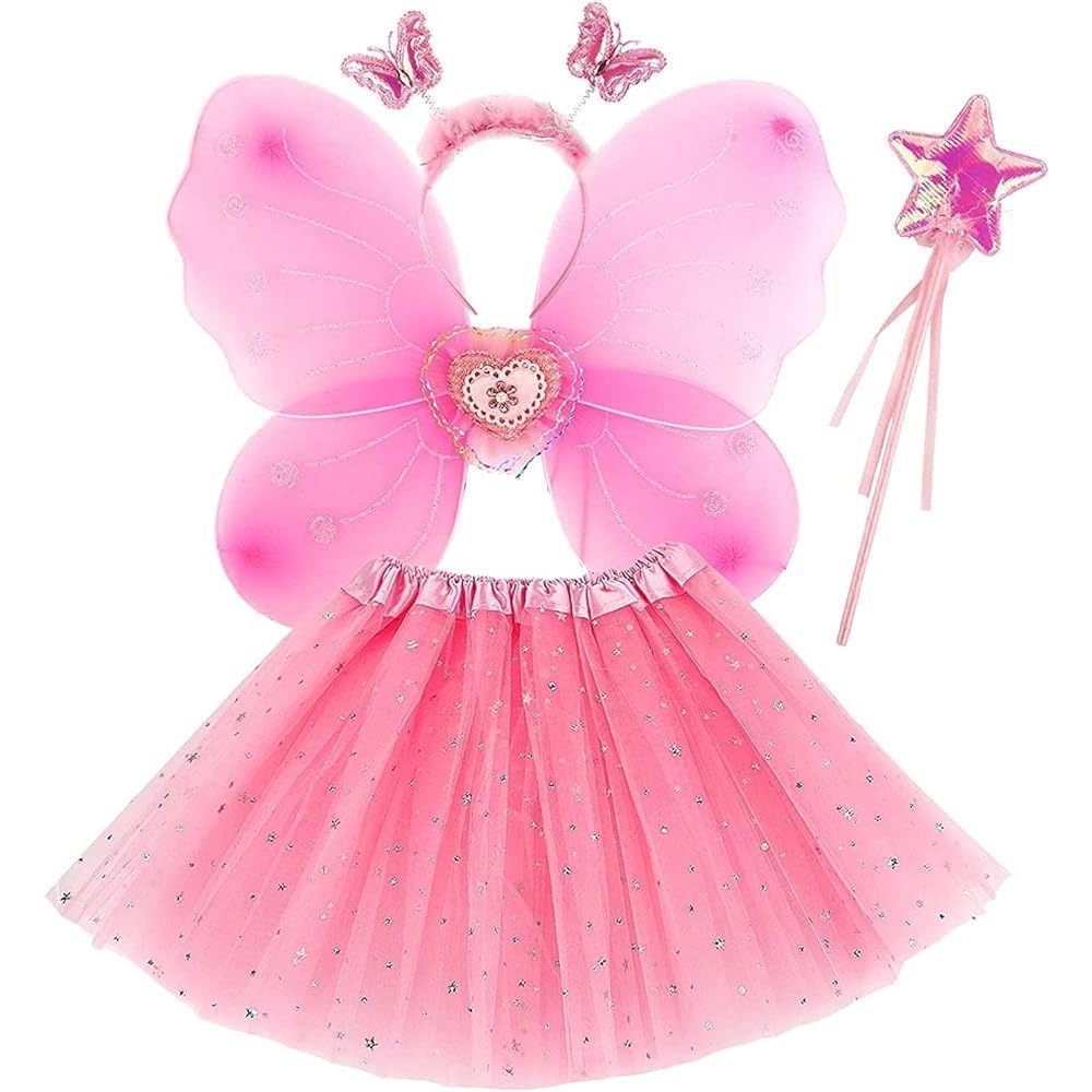 Kit Fada Saia + Tiara + Asa + Varinha Fantasia Festa Carnaval