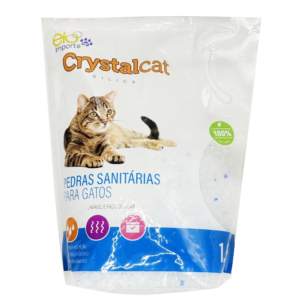 Areia Sílica Premium Crystal Cat para Gatos 1,5kg Elo Imports