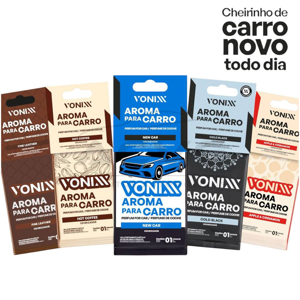 AROMA VONIXX CHEIRINHO ESSENCIAS PREMIUM CARRO NOVO COURO COLD BLACK APPLE CAFÈ em Oferta na Shopee
