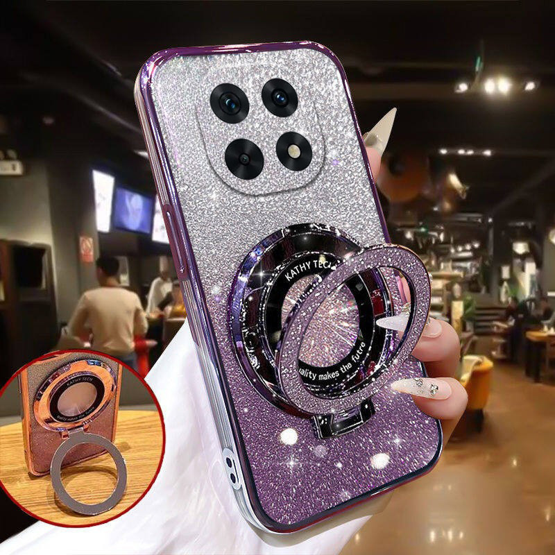 Capa De Telefone Para Xiaomi Poco M8 Pro Traseira Glitter Suporte Magnético Proteção De Lente Flash Macia À Prova De Cho