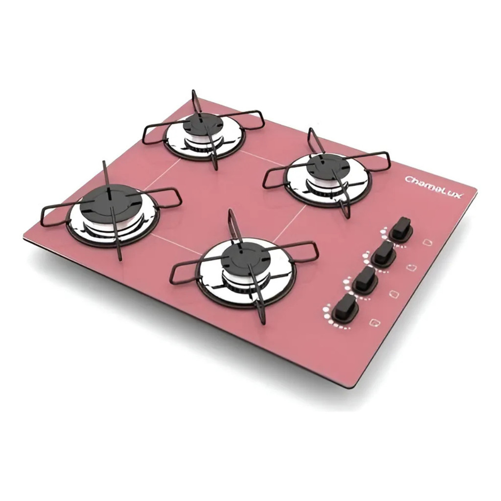 COOKTOP 4 BOCAS ULTRA CHAMA ROSA CHAPA CHAMALUX BIVOLT