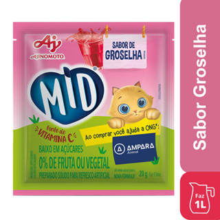 Kit Refresco em Pó MID® Sabor Groselha Com 5 Unidades de 20g em Oferta na Shopee