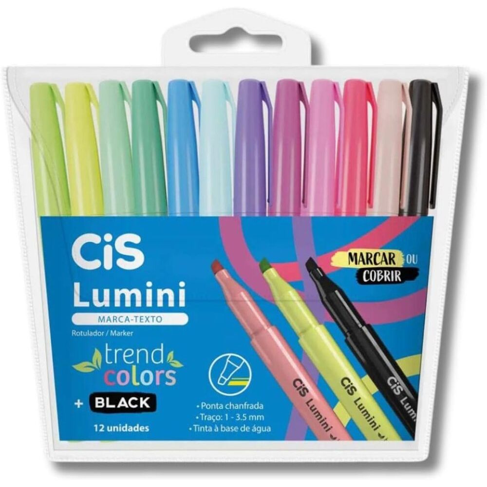 Marca Texto Cis Lumini Trend Estojo 12 Cores Pastel - 5.7676