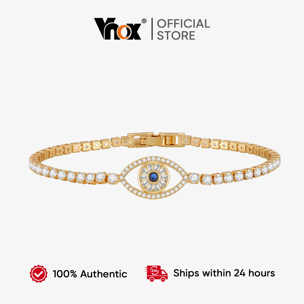 Pulseira De Corrente De Zircônia Vnox Full Zircon Devil's Eye Para Mulheres E Meninas , Fé De Luxo 18K Joias em Oferta na Shopee