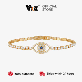 Pulseira De Corrente De Zircônia Vnox Full Zircon Devil's Eye Para Mulheres E Meninas , Fé De Luxo 18K Joias