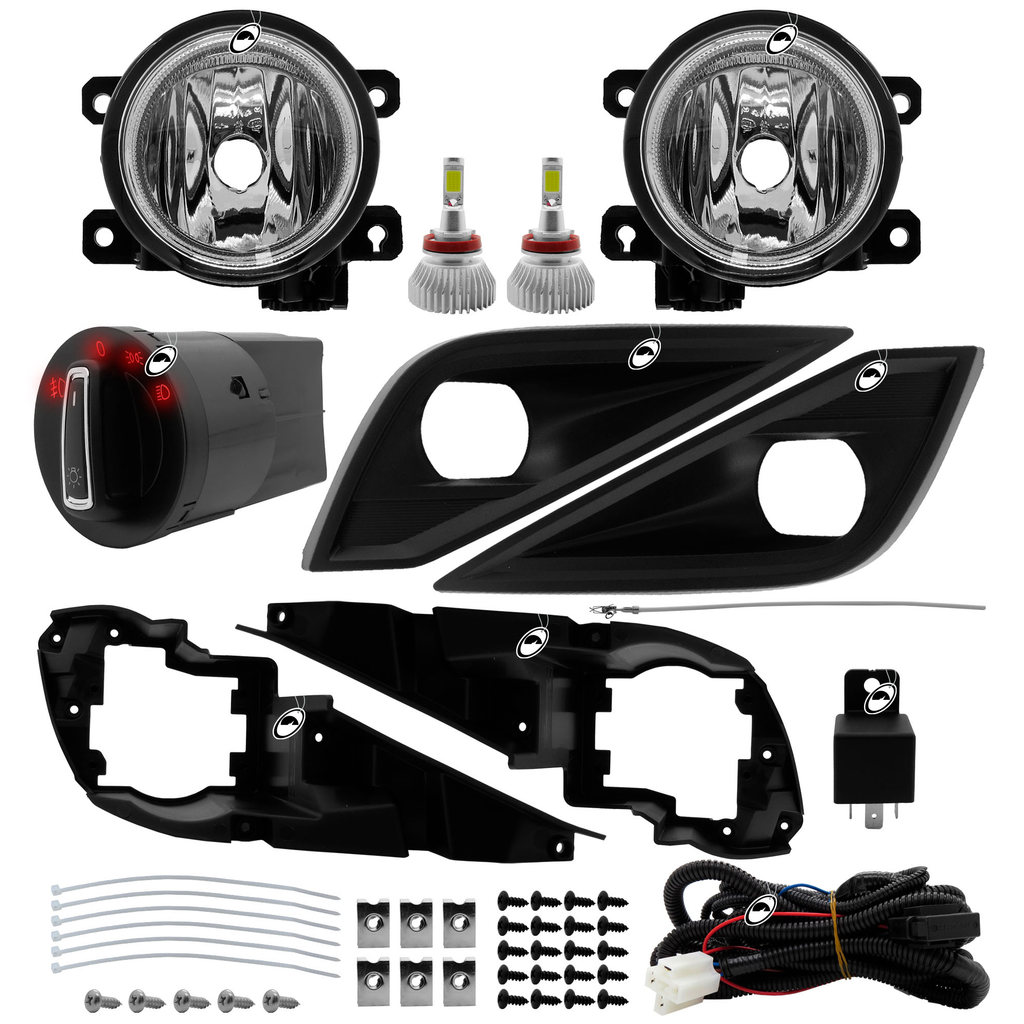 Kit Farol Milha Neblina Novo Polo Track 2023 em Diante ShockLight + Kit Lâmpada Super LED 6000K
