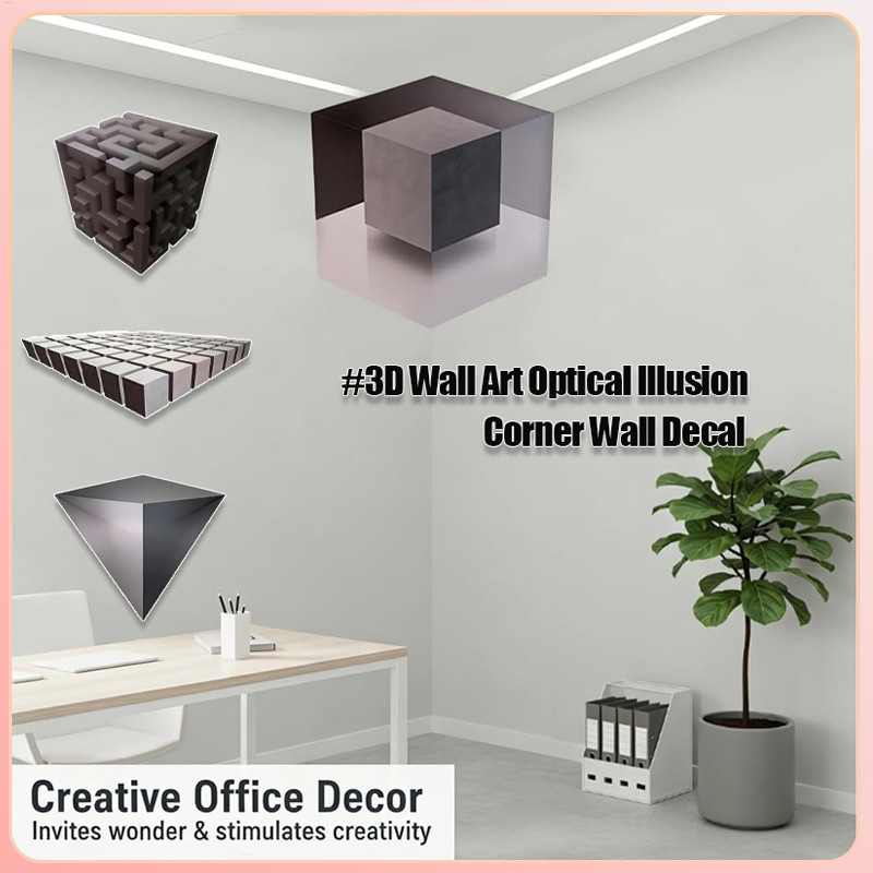 Decalques De Parede 3D Ilusão Óptica Cubo Decoração De Casa Remodelar Realidade Para Sala De Estar Interior