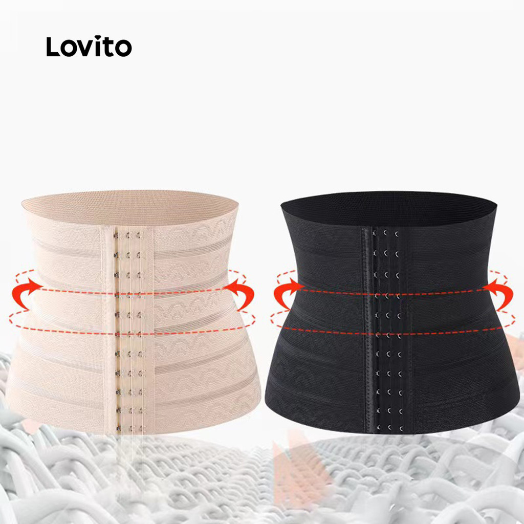 Lovito Casual Shapewear Pele-friendly 4-way Elástico Modelador Preto Controle de barriga LNE130108 em Oferta na Shopee