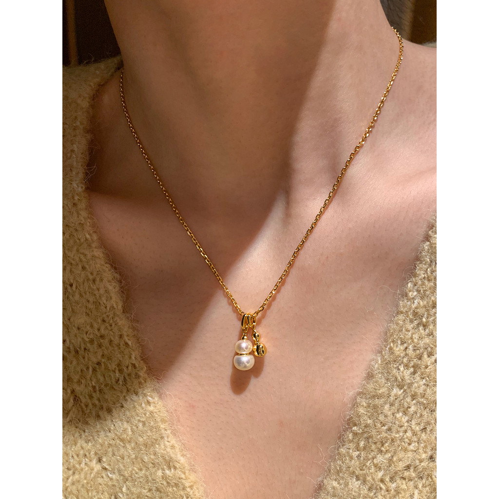 Colar de Pingente de Pérola de Água Doce Natural para Mulheres, Estilo Longo, Acessório de Roupas de Outono e Inverno, L