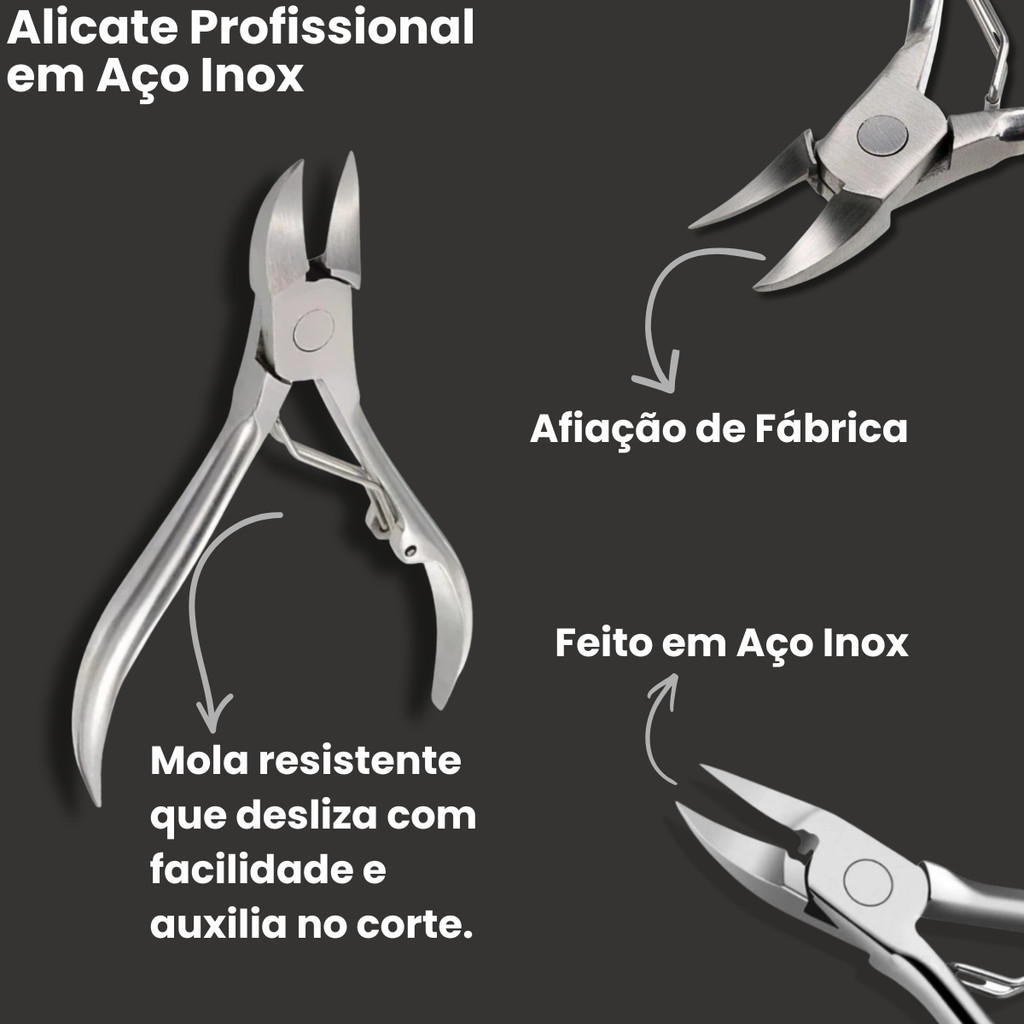Alicate Profissional de Cortar Unha Para Manicure e Pedicure Cortador de Cuticula em Aço Inox — imagem 2 de 2