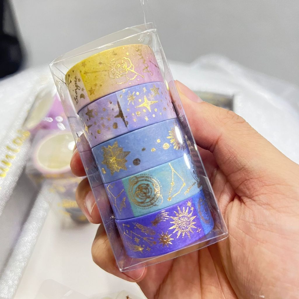 Washi Tape Estampada Céu Estrelado – Kit com 5 Fitas Adesivas para Decoração Criativa em Oferta na Shopee