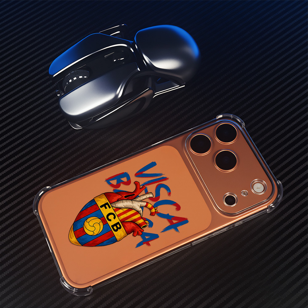 Capa Capinha Para iPhone 17 PRO PROMAX 16 11 12 13 14 15 xs XR com estampa de coração e escudo FC Barcelona J00334