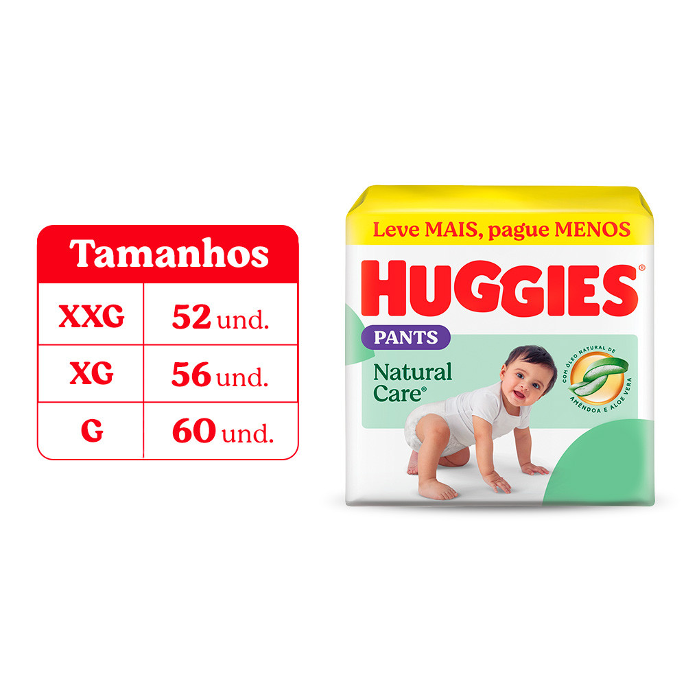 Fralda Pants Premium Huggies Natural Care G/XG/XXG