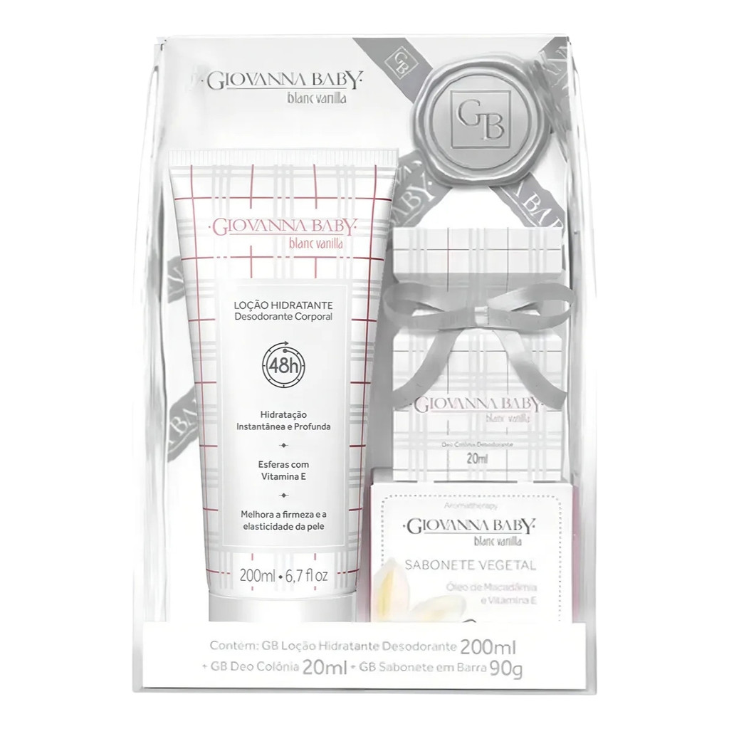 Kit Giovanna Baby Blanc Vanilla Loção Hidr. 200ml Sabon. 90G Colonia 20ml
