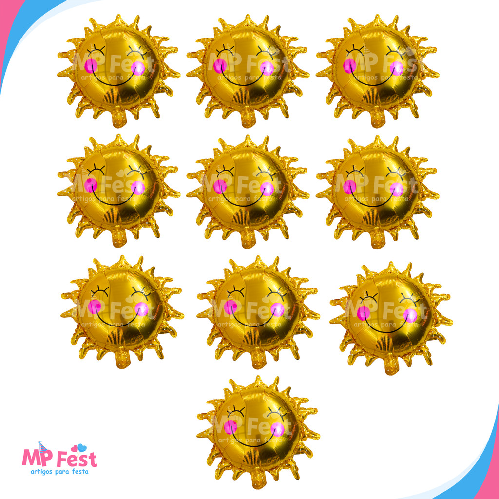 10 Balão Sol 55cm Tamanho 21" Polegadas Para Festas em Oferta na Shopee