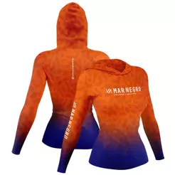 Camisa de Pesca Feminina Proteção Solar UV X-Protection Sublimada 49428 Onça Laranja - Mar Negro