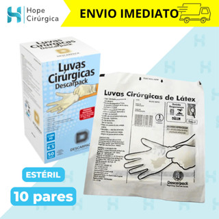Kit 10 Pares de Luva Cirúrgica Estéril Descarpack Látex com Pó em Oferta na Shopee