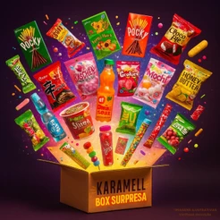 Kit Box Surpresa Karamell Exóticos Importados + BRINDE Doces Snacks Balas Orientais Coreanos Japão