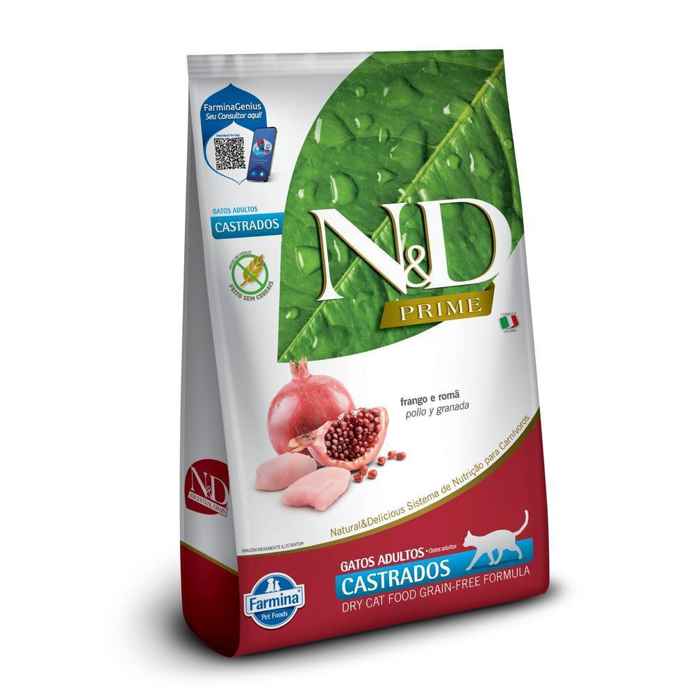 N&D Prime para Gatos Adultos Castrados de Todas as Raças Sabor Frango e Romã 400