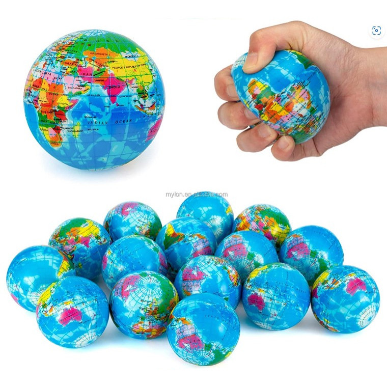 Kit 6/ 12/ 18/ 24 Bola Macia Fisioterapia Anti Stress Massagem Bola/Smile/Mapa Mundial Globo/Futebol