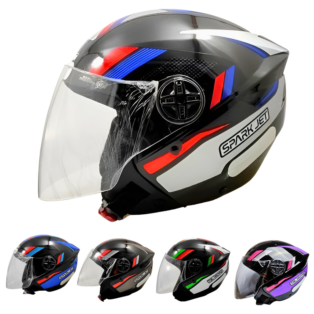 Capacete Aberto Ebf Spark Jet Sting Preto Brilhante Moto Masculino Feminino