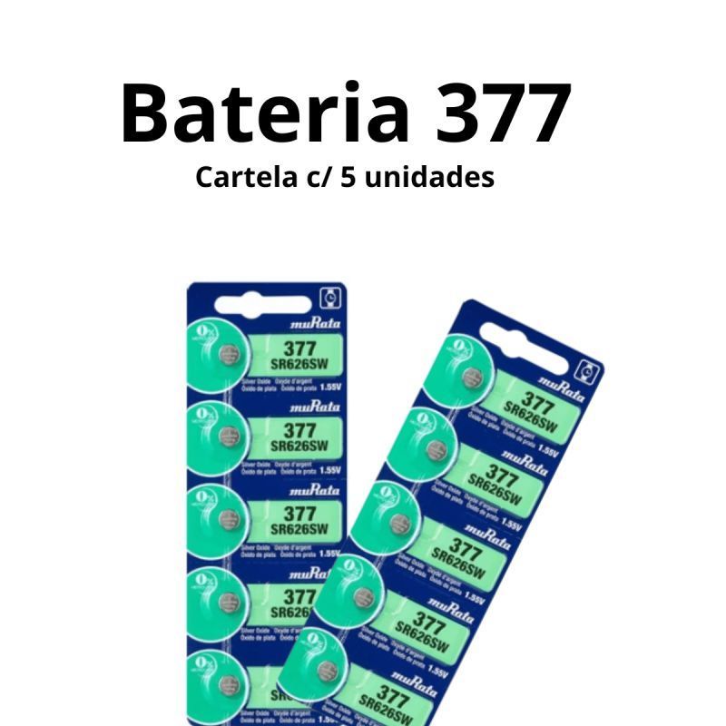Murata / Sony 377 SR626SW 1.55v - Cart. c/5 un 377 para relogios em Oferta na Shopee