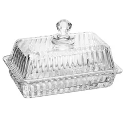 Manteigueira de Cristal Geneva 17 cm Wolff com Tampa para Manteiga Mesa Posta Café da Manhã Brunch Chá da Tarde Elegante