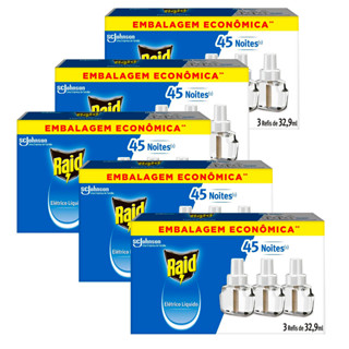 Kit 5 Refil Repelente Eletrico Líquido Raid 45 Noite 3 Refis em Oferta na Shopee