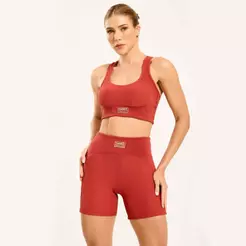 Ribbed Short Vermelho Hyperion Poliamida
