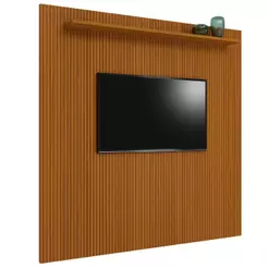 Painel P/ TV Até 75 Polegadas Ripado Impressão 3D Egeo Prateleira 2,25m Cedro EDN