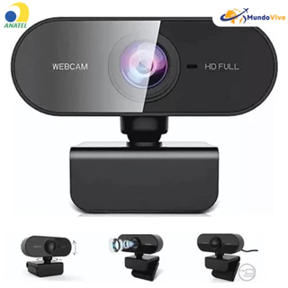 Câmera Webcam Full HD 1080p Microfone Integrado Giratório 360° Regulagem Livre Ideal para PC Noteboo