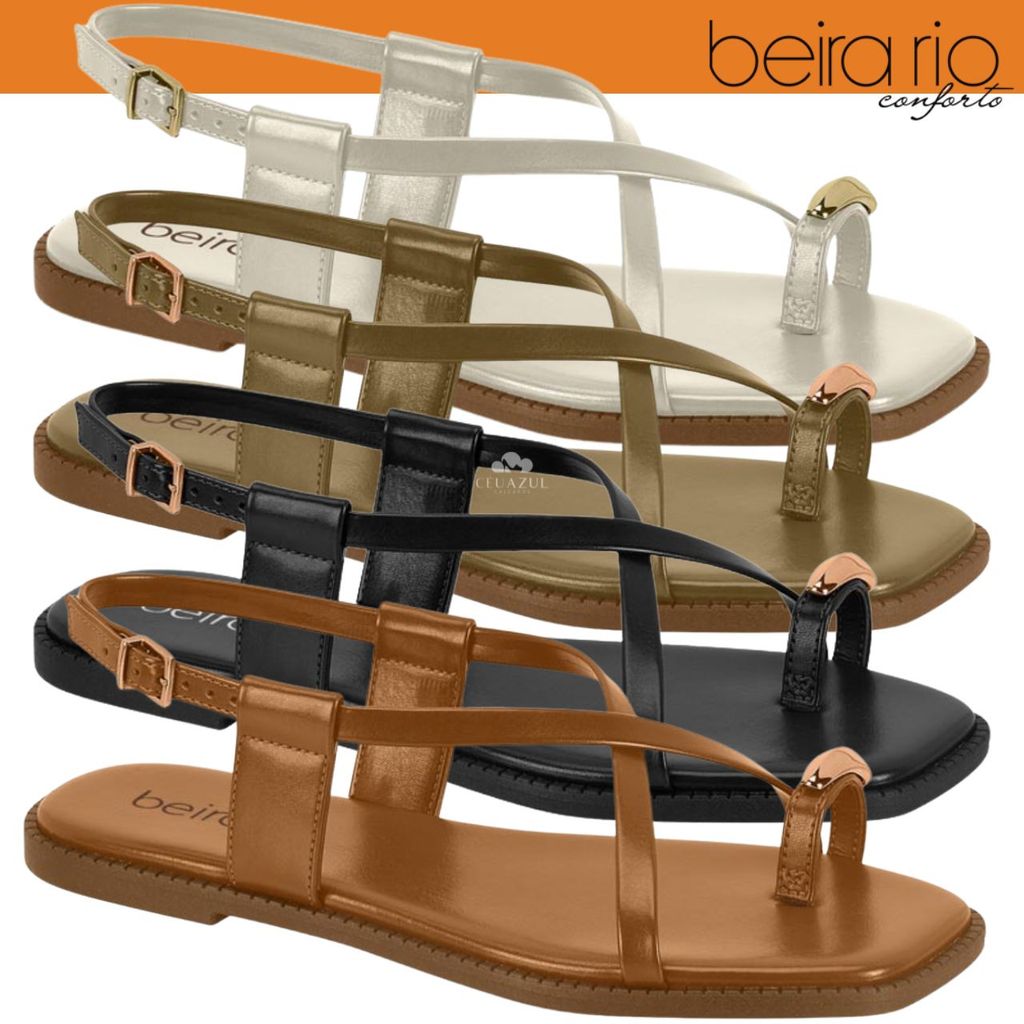 Sandália Rasteira Beira Rio Feminina Anel de Dedo Conforto Original em Oferta na Shopee