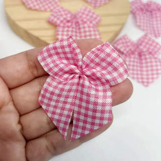 Laço para Lembrancinhas XADREZ ROSA 100 UNIDADES de Tecido xadrez - Tecido 100% Poliester em Oferta na Shopee