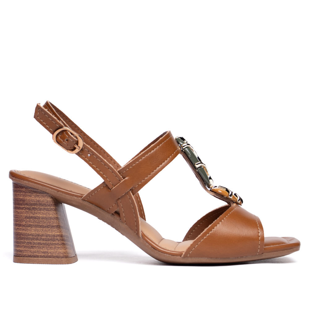 Sandália Feminina Dakota Salto Bloco com Pedraria Caramelo em Oferta na Shopee