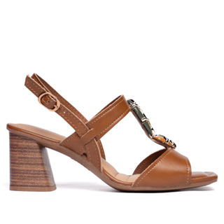 Sandália Feminina Dakota Salto Bloco com Pedraria Caramelo em Oferta na Shopee