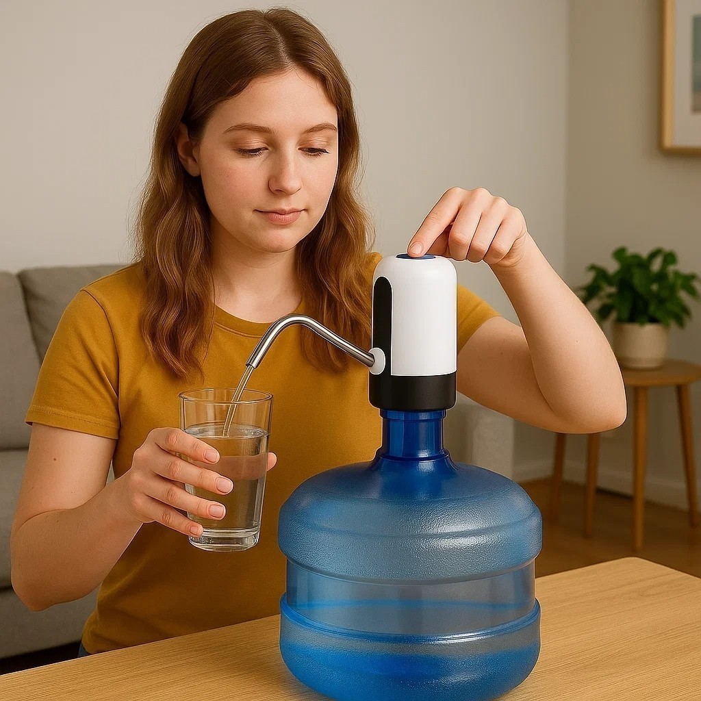 Bomba Elétrica Água Dispensador Portátil Sensor Recarregável Galão Filtro Puxador Aparelho
