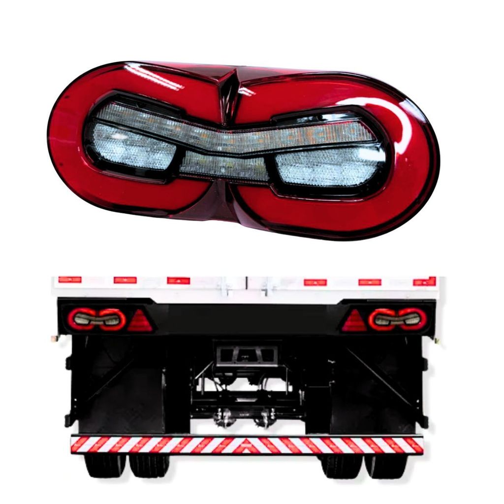 LANTERNA TRASEIRA GEMINI LED BIVOLT AMBOS LADOS MODULO VERMELHA CARRETA FREIO RE DIRECIONAL BRASLUXM
