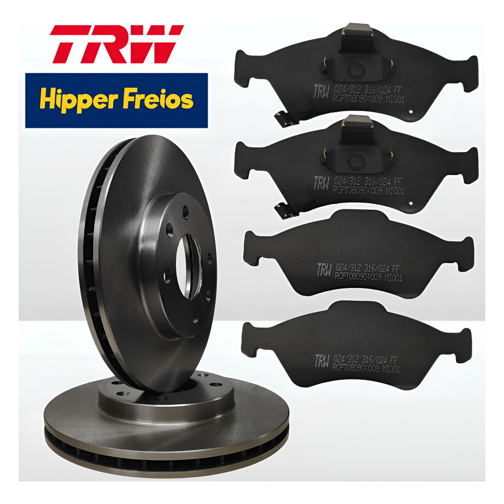 Kit Disco Carbon Hipper Freios E Pastilha TRW de Freio Dianteiro Fit 1.4 8v 1.5 16v 2004 05 06 07 08