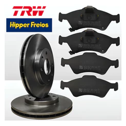 Kit Disco Carbon Hipper Freios E Pastilha TRW de Freio Dianteiro Fit 1.4 8v 1.5 16v 2004 05 06 07 08