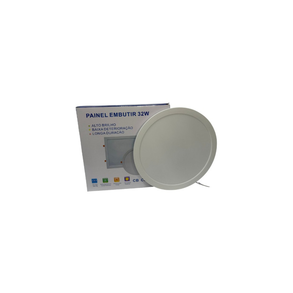 Luminária Plafon LED 32w Redondo Embutir Branco Frio 6500k/Neutro 4000k de PVC bivolt Pop 1ª Linha Promoção