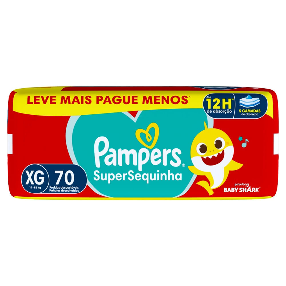 Fralda Descartável Pampers Supersequinha XG 70 Unidades em Oferta na Shopee