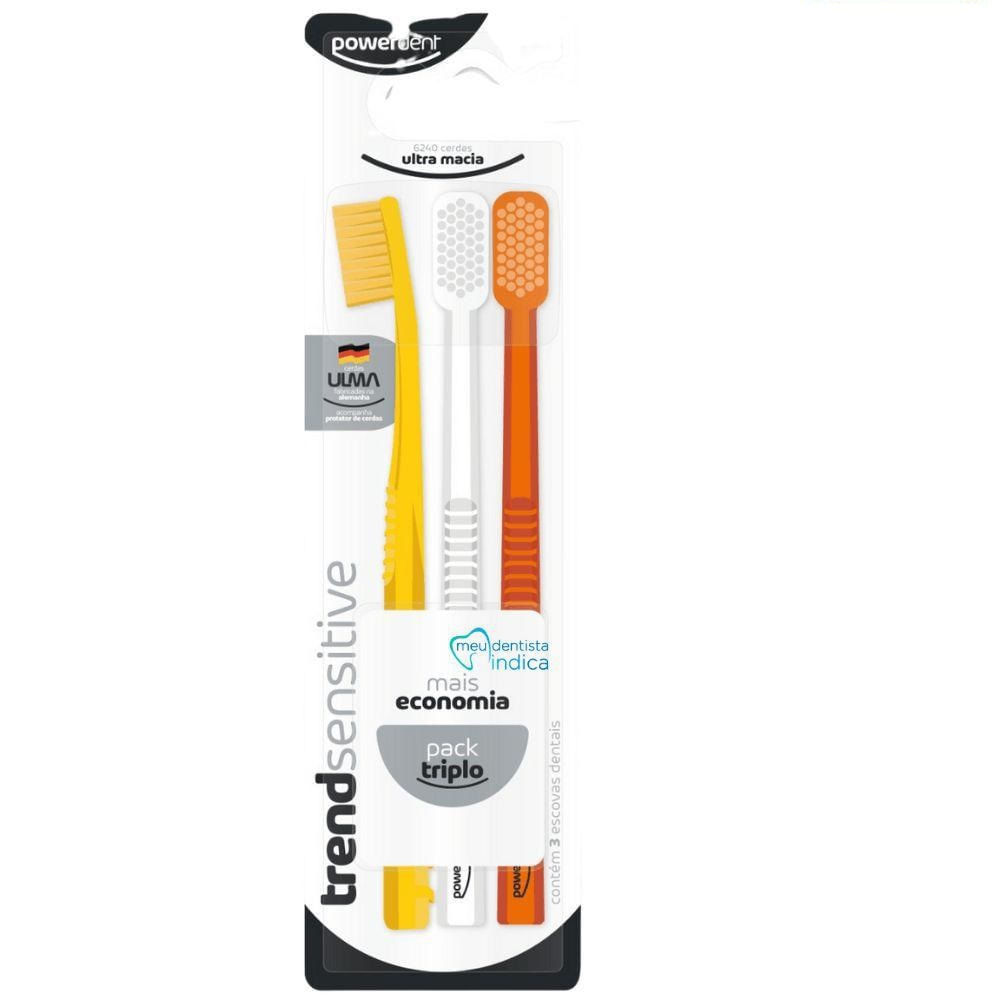 Escova Dental Powerdent Trend Sensitive Pack 3un-6240 em Oferta na Shopee