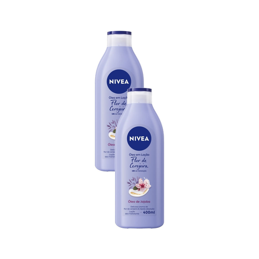 Kit 2 Loção Nivea Deo-hidratante Óleo em Loção Flor de Cerejeira com Óleo de Jojoba 400ml em Oferta na Shopee